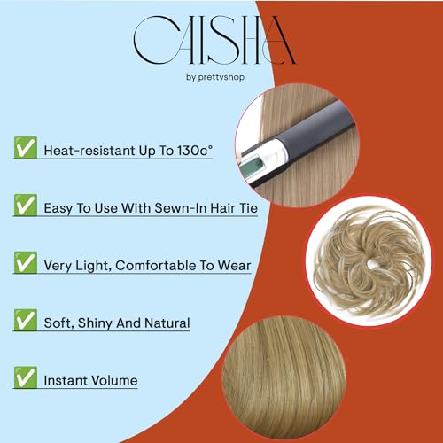 CAISHA Jumbo Scrunchie Braided Updo Wavy Messy Bun Hairpiece Gray Mix G10D