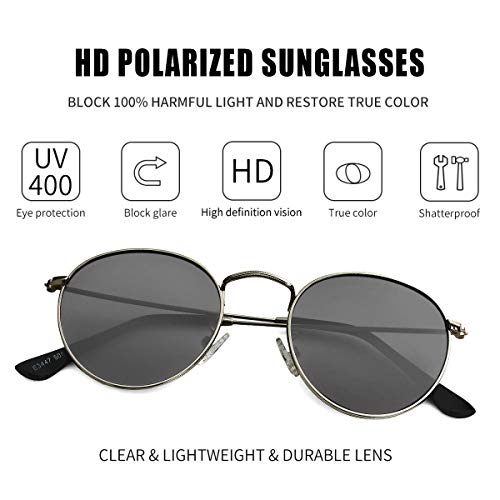 Image of Kursan Small Round Metal Polarized Sunglasses for Men Women Mirrored Lens Classic Circle Sun Glasses
