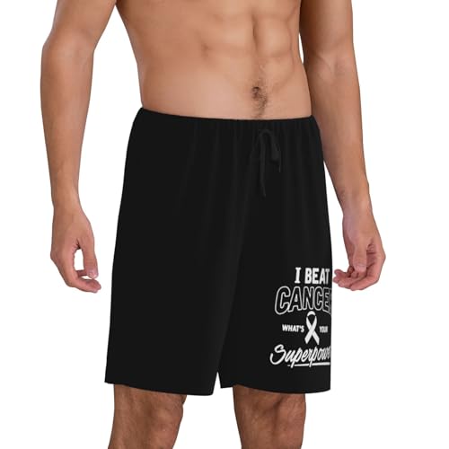 I Beat Cancer Whats Your Superpower Pajama Shorts for Men, Men's Pajama Bottoms, Sleepwear for Summer 5