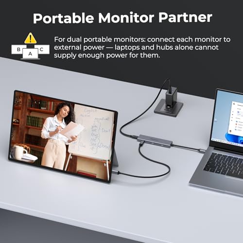 Monitor USB-C PD hub de salida de video para conectar dos pantallas externas sin perder puertos 6