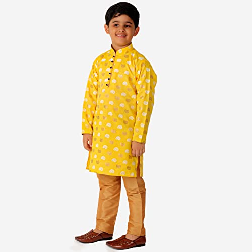 Image of Pro-Ethic Style Developer Kurta Pajama For Kids Boys | Cotton | Floral Print | Ethnic Wear (S-204)