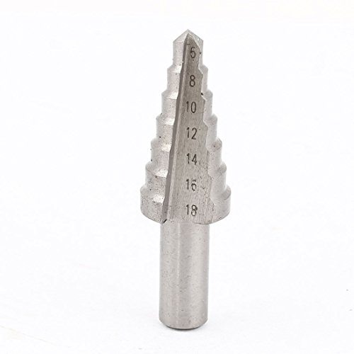 Aexit Silver Tone Metalworking & Multipurpose Drill Bits Round Shank Titanium Coated 7 Step Drill Step Drill Bits Bit 6-18Mm #TOP4