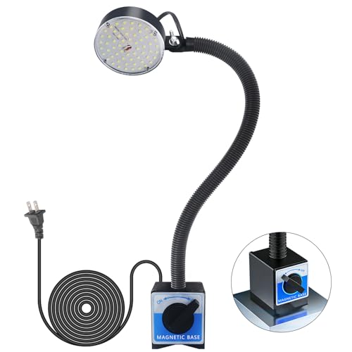 WangJiaTai Magnetic Work Light, LED Machine Light, Work Light with Flexible & Magnetic Base, Shop Tool Lamp for Lathe, Work Bench, Sewing Machine, Bandsaw, Industrial Lighting, 2000 Lumens, Black