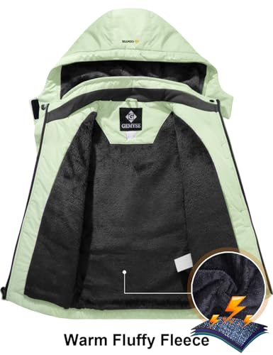 Image of GEMYSE Girl's Waterproof Ski Snow Jacket Hooded Fleece Lined Windproof Winter Jacket
