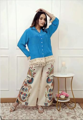 Image of Co Ord Set for Women Stylish Card Set Dress for Women Trendy Top with Plazo Pant Ladies Coord Outfit Modern Wear for Travel Office Casual Look Premium Two Piece Clothing Style