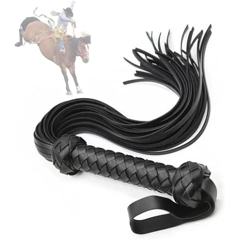CGJIANG Horse Crop Horse Riding Crop Black Faux Leather Whip for Horse Riding,Soft Crop for Equestrian Floggers for Cosplay Costume Cover