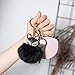 Anple Genuine Rabbit Fur Ball Pom Pom Keychain with A fashion Alloy Fox Head Studded with Synthetic Diamonds(Rhinestone) for Womens Bag Cellphone Car Charm Pendant Decoration(Black Style 2)
