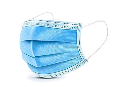 VSYS 50Pcs Disposable Face Mask 3 Ply Filter with Elastic Earloop, 3 Layer Filter Safety Dust Mask Soft Face Cover Blue