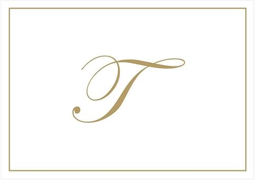 Caspari Gold Embossed Initials Boxed Note Cards in Letter T, 8 Cards & Envelopes