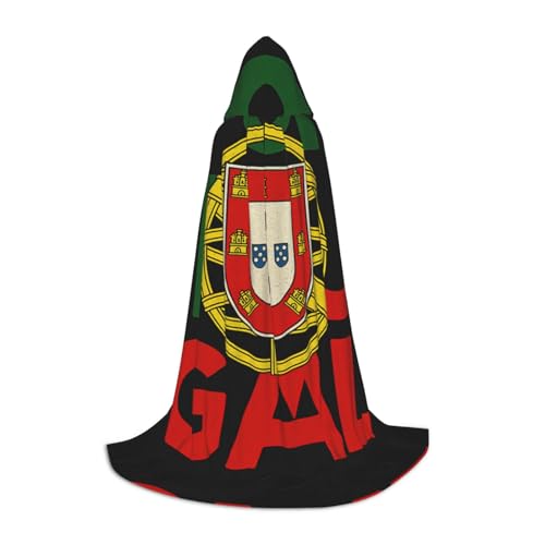 DUWAA Cape médiévale imprimée drapeau du Portugal avec capuche - Cape Renaissance pour Halloween et cosplay