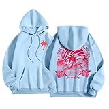 Mädchen Rosa Palm Puff Hoodies Nette Ästhetische Grafik Gedruckt Langarm Pullover Sweatshirts Preppy-Clothes Teen Girls Sweatshirt mit Buchstabendruck und Kapuze Kapuzenpulli Top Leicht Bequem