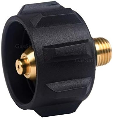 GasSaf QCC1 Propane Adapter Gas Regulator Valve Fitting with Nut and 1/4 Inch Male Pipe Thread - Solid Brass