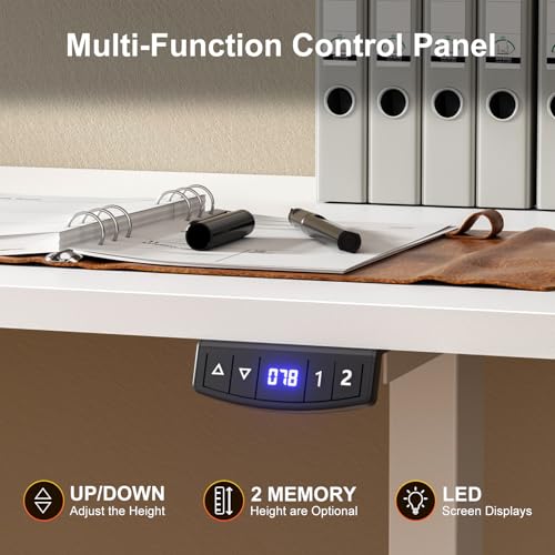 Image of Korfile L Shaped Electric Standing Desk,63 Inch Adjustable Height Sit to Stand Corner Desk with Memory Presets, Reversible Computer Table for Home Office, Work and Study, White