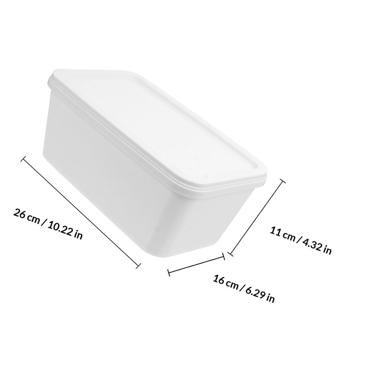 SECFOU Set da 2 Contenitori per Gelato in Plastica Bianca da 3 Litri, per Conservare e Preparare Gelato a Casa Chiusura Ermetica e Design Rettangolare