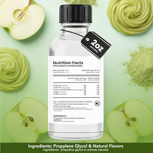 Image of Dolce Flav Natural Apple Extract - 2 oz Water-Soluble Pure Apple Flavoring Drops for Baking, Drinks & Desserts | Highly Concentrated | Sugar Free | Allergen Free | Made in USA