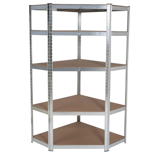 idmarket – Estantería de esquina 5 bandejas carga pesada 1325 kg en acero
