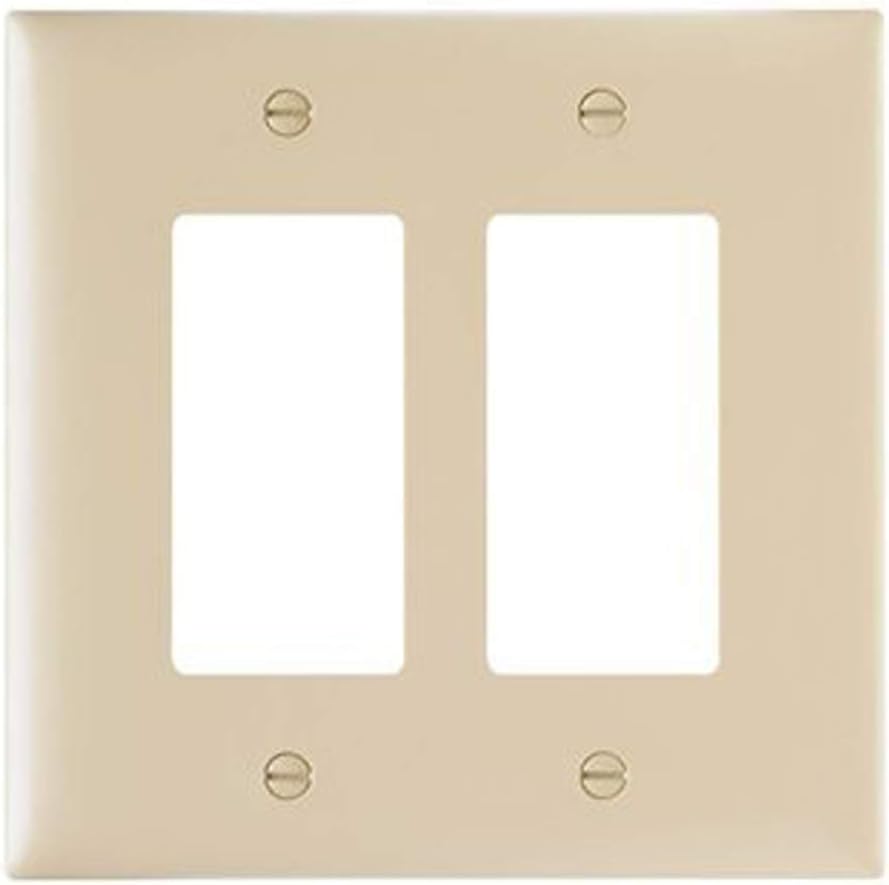 Legrand Pass & Seymour TPJ262I Trademaster Jumbo Oversized Unbreakable Nylon Wall Plate, 2 Gang, Two Decorator Rocker GFCI Cover, Ivory (1 Count)