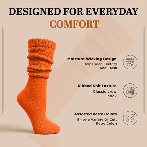 Image of Yacht & Smith 6 Pairs Women's Scrunched Slouch Socks, Cotton Boot Socks Bulk Pack for Everyday Comfort & Style, Size 9-11