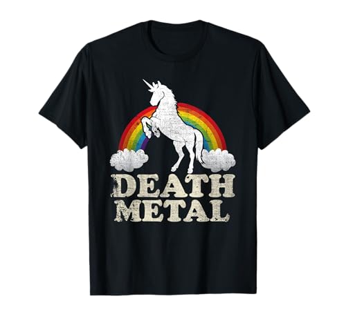 Funny Death Metal Unicorn and Rainbow T-Shirt