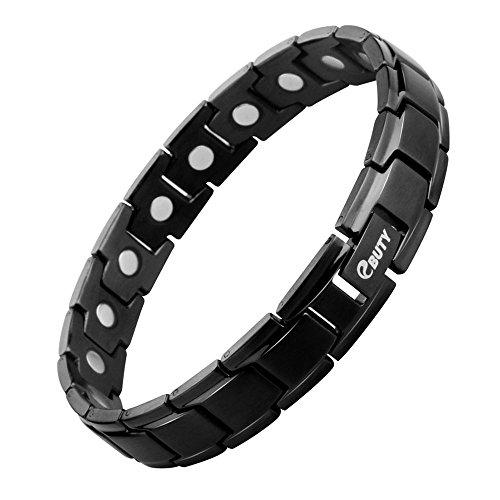 Bracelet Homme Aimant Bracelet en Acier Inoxydable Noir avec Outil de Suppression de Lien Gratuit Cover
