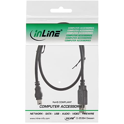InLine 33107J USB 2.0 Mini Cable USB A Male to Mini-B Male 5-Pin Black 0.3 m - Image 3