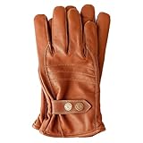 Riparo Herren Winter Warme Outdoor Lässige Lederhandschuhe Rutschfeste Fleecefutter Weiche Winddicht Handschuhe aus Echtleder Autofahr und Motorradhandschuhe (Braun, L)