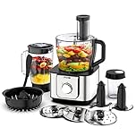 FIMEI Food Processor Multifunctional, 11 in 1 Food Processor, 1100W, 3 Speeds & Pulse Function, 3.2L Chopper, 1.5L Blender, Grinder, Citrus Juicer, Dough Kneader, Shredder, Reversible Slicing, HGM-406