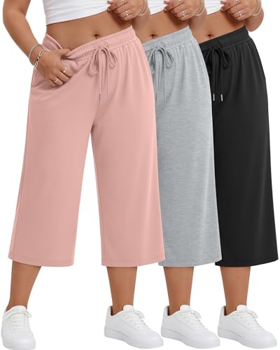 Pantalon capri grande taille femme pantalon de survêtement décontracté léger été lot de 3