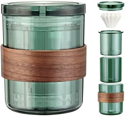 JUNNUK travel pour-over coffee maker with Permanent Filter,Food Grade Material, Reusable Stainless Steel Coffee Dripper Filter, Simple and stackable design,Perfect for Home, Travel, Outdoor 8 oz