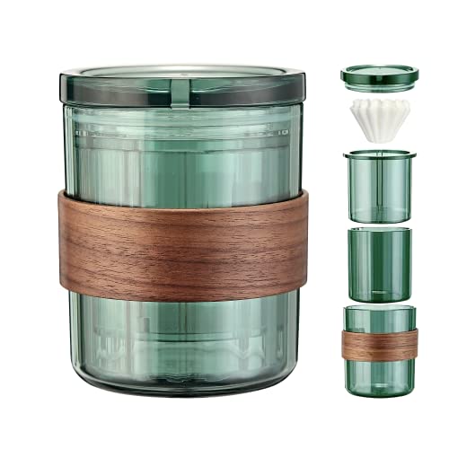 Junnuk Travel Pour-Over Coffee Maker With Permanent Filter,Food Grade Material, Reusable Stainless Steel Coffee Dripper Filter, Simple And Stackable Design,Perfect For Home, Travel, Outdoor 8 Oz #TOP22
