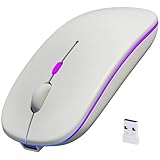 SaikoMausu(サイコマウス) ワイヤレスマウス マウス Bluetooth 2.4GHz 無線 静音 薄型 マウス Type-C 充電式 省エネルギー 3DPIモード 7色ライト付き パソコン PC ipad Mac/Windows/surface/Microsoft Proに対応 white