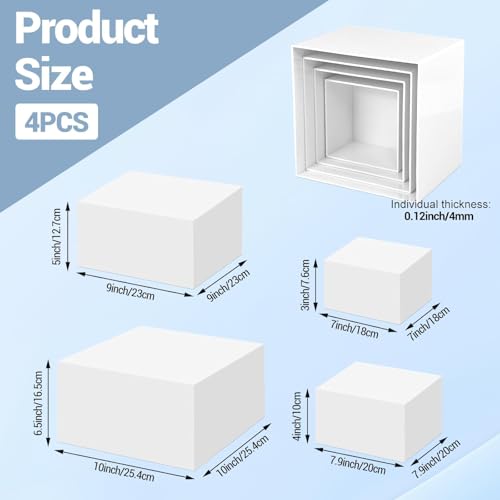 8Pcs Acrylic Display Risers Hollow Cube Food Stands, Stackable Buffet Risers for Party Catering Dessert Tables, Collectibles, Wedding, Table Centerpiece Decor (White) by Takywep - Used condition - Image 7