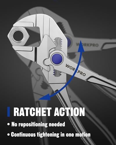 WORKPRO Mini Pliers Wrench, 4-Inch Wrench Pliers with Smooth Parallel Jaws - 4