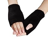 Malloom Winter Thick Fleece Warm Gloves Keyboard Leak Finger Fingerless Gloves