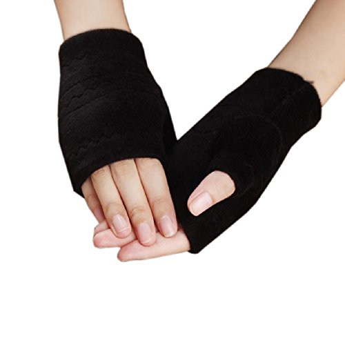Malloom Winter Thick Fleece Warm Gloves Keyboard Leak Finger Fingerless Gloves