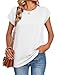 Zeagoo Summer Tops for Women Casual Cap Sleeve Tshirts Shirts Business Dressy Spring Fashion Outfits Trendy Clothes White