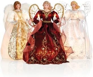 14" Angel 10 Light Christmas Tree Topper Gold
