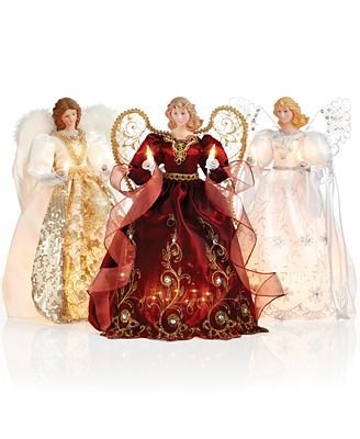 14" Angel 10 Light Christmas Tree Topper Gold