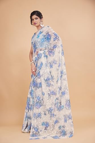Image of Garden Vareli Summer Roganza Viscose Brasso Floral Print Christmas Special Saree