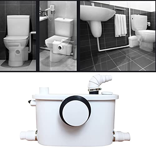Upflush Macerating Toilet With Pump For Basement, Macerator Pump, 1.28Gpf Dual Flush Toilet Tank, Big Round Toilet Bowl, Water Tank, Night Light, Brush, Two Piece Toilet, 4 Water Inlets #TOP1