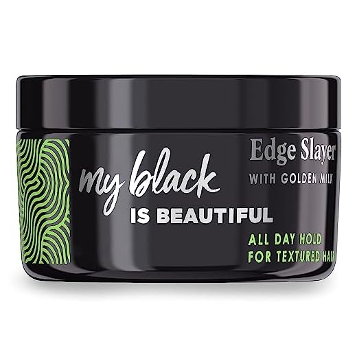 MY BLACK IS BEAUTIFUL Golden Milk Edge Slayer, 2.6 Fl Oz — Flake-Free Edge Control for Curly and Coily Hair — Formulated with Coconut Oil, Honey, and Turmeric (Packaging May Vary)