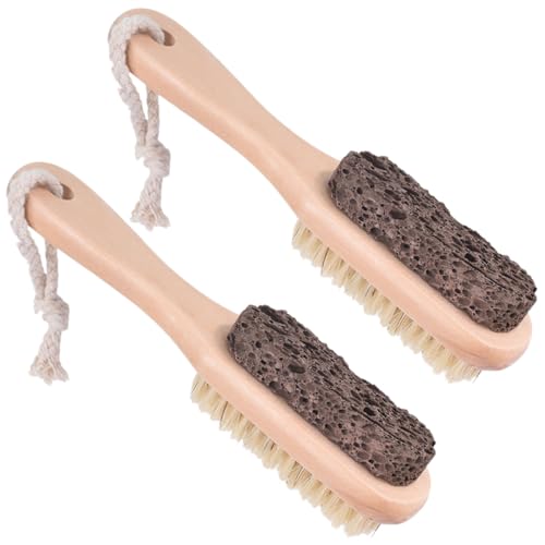 VINTORKY Cepillos Portátiles de Piedra Pómez para Pies 2piezas, Removedor de Callos Cerdas, Lima para Durezas, Material Plástico, Fácil Almacenamiento para Pedicura en Hombres y Mujeres