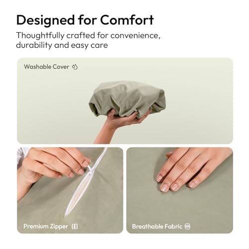 Image of Frido Wedge Plus Cushion Cover | Ultrasoft, Breathable & Cool Pillow Cover | Aesthetic Pillow Cover for Home | Durable & Machine Washable | Sage Green