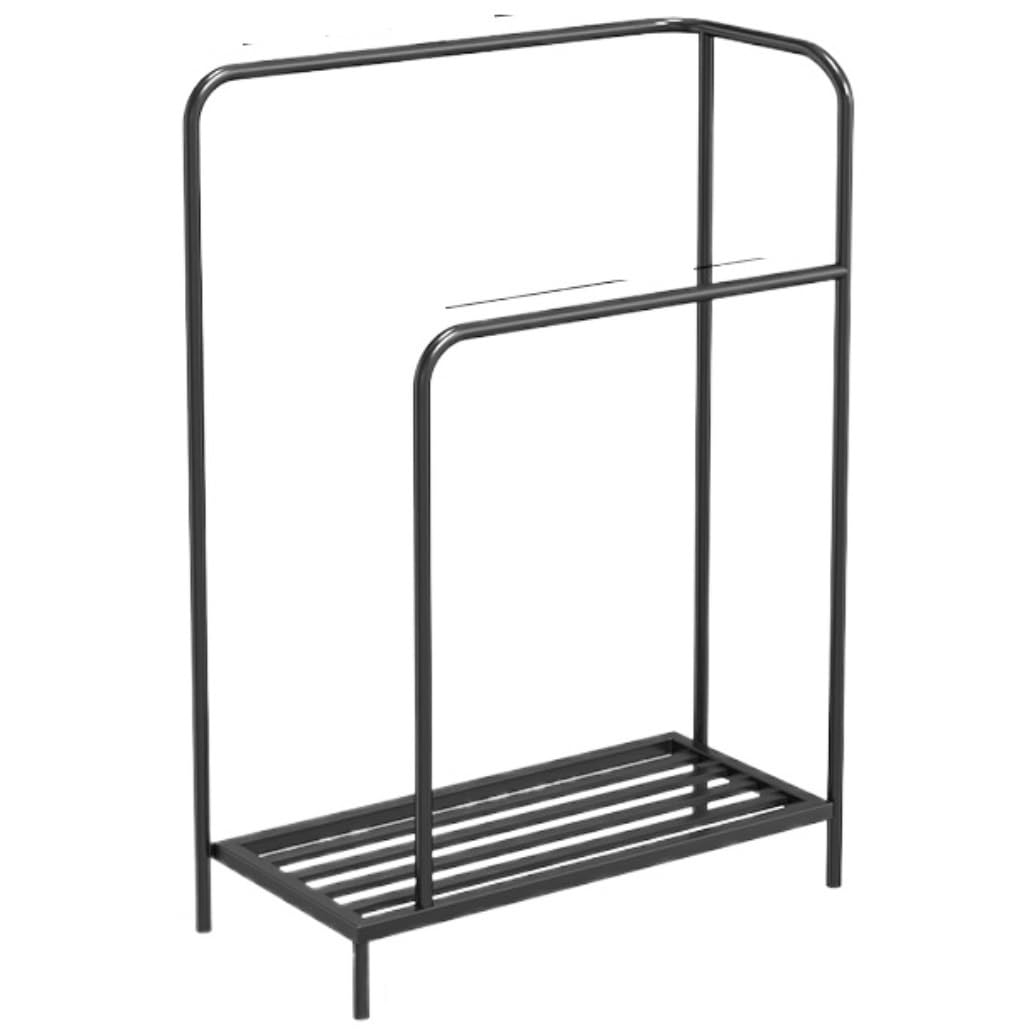 Dkrahrjj Black Towel Holder, Towel Stand With Storashelf Metal Freestanding Towel Rack For Bathroom