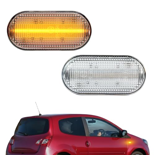 NSLUMO Feux de position latéraux à LED pour Clio Espace Twingo Clignotants Lampe de position latérale Lentille transparente-2 pièces Clignotants Lampe...