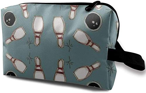 Drawing Bowling Fun Cosmetic Bag for Women,Adorable Roomy Makeup Bags Travel Waterproof Toiletry Bag Accessories Organizer Gifts