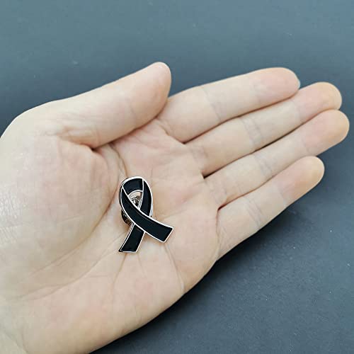 Image of Black Awareness Ribbon Pins 50Pcs Melanoma Skin Cancer Awareness Pin Accidents,Anti-Terrorism,Gang Prevention Awareness Brooch,Mourning Remembrance Day Gifts