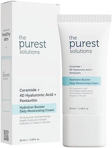 The Purest Solutions Hydration Booster Daily Moisturizing Cream - Ceramide + 4D Hyaluronic Acid + Pentavitin - 24-Hour Effective Intensive Care for All Skin Types - Vegan | Cruelty Free (1.69 fl. oz)
