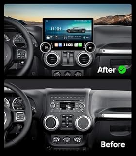 11.5" Dual Knob Android 13 Car Stereo for Jeep Wrangler JK (2007-2018) Dodge Ram 1500 (2009-2012) - 4G+64G Radio Upgrade with Wireless CarPlay Android Auto, QLED Touch Screen, 1080P Backup Camera