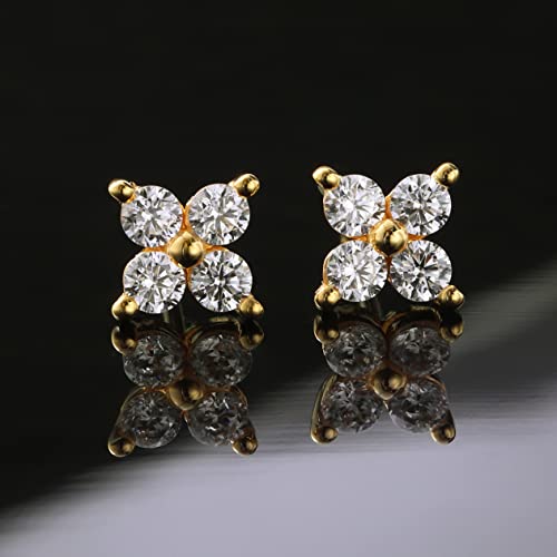 Princess Collection - "Sweetheart Daisy" - 0.23 Inch (1.0 Carat/Pair) Cubic Zirconia 22K Gold-Plated Stud Earrings For Sensitive Ears2
